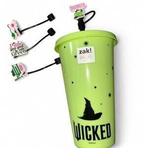 Wicked Lime Green Black BPA Free Tumbler with Straw & 4 Straw Toppers 25oz